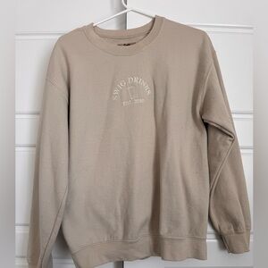 Swig Drinks Women's Beige Crew Neck Sweater